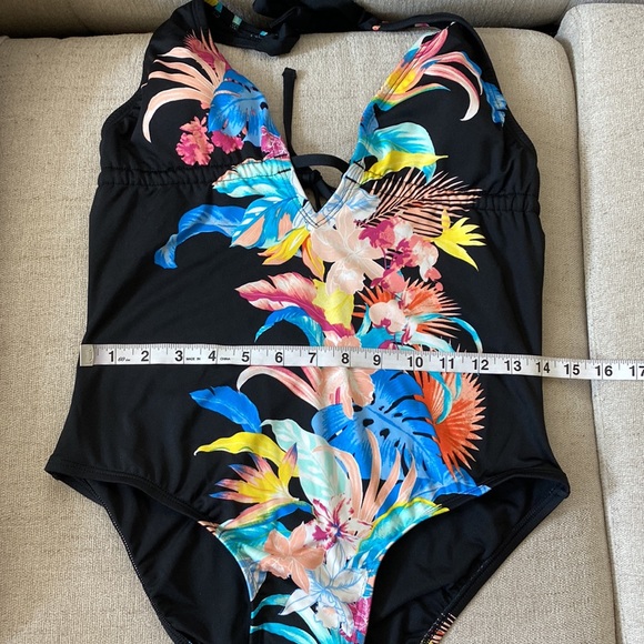 NWOT Laundry Black Tropical One Piece Bathing Suit XS - Picture 8 of 9
